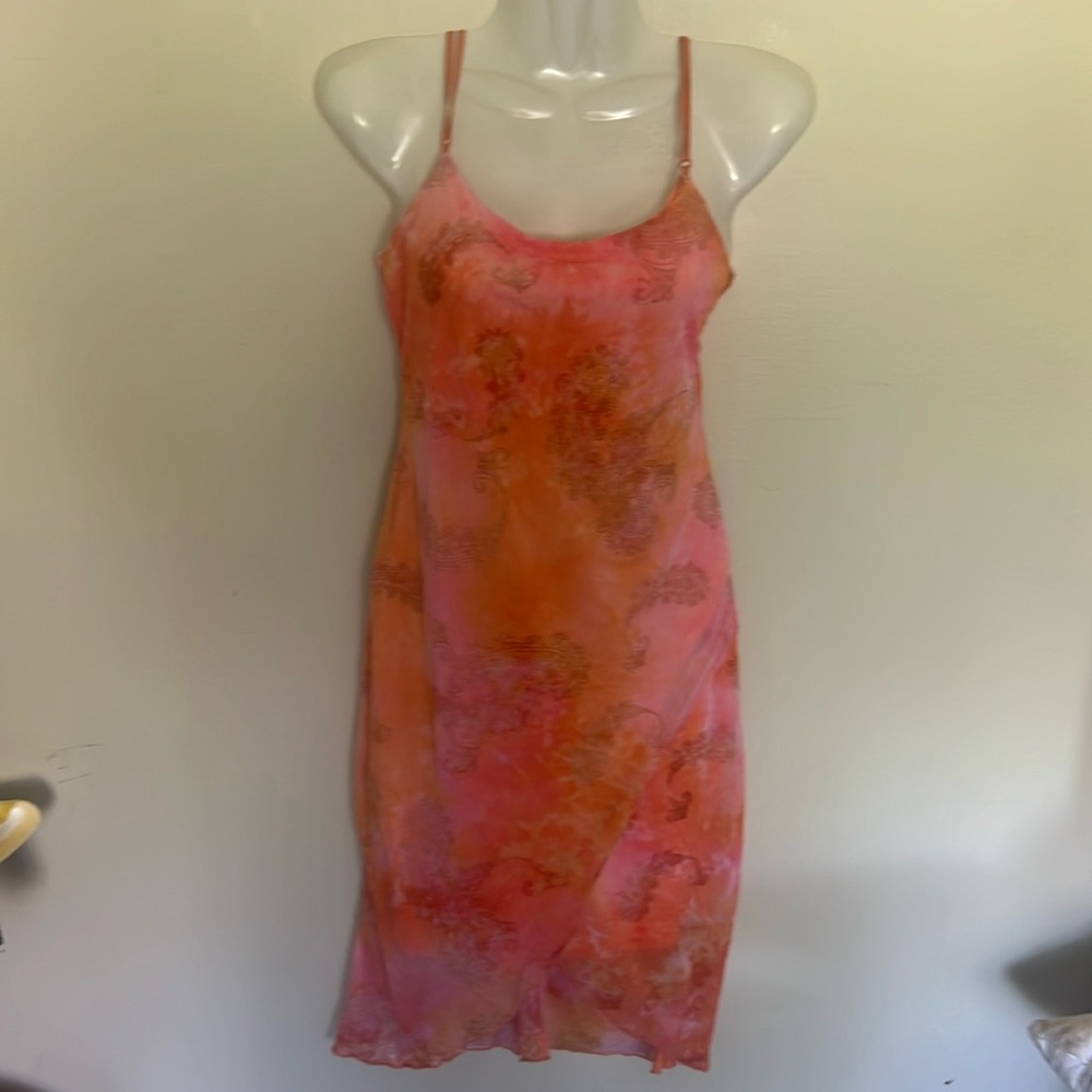 Y2k  vintage City Triangles pink peach skip dress lined detail XS/SM